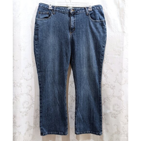 Vintage 90s High Waist Boot Cut Faded Jeans 22WP Petite Stretch High Rise Riders - Picture 1 of 5